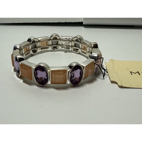 Monet Pink & Purple Stone Stretch Bracelet New - Picture 3 of 5